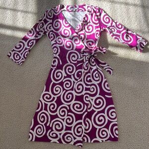 Diane Von Furstenberg Purple and White Swirl Dress